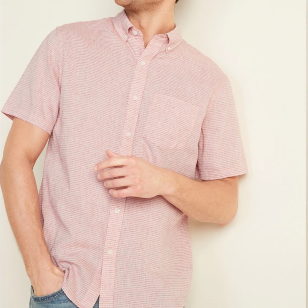 American Living • Pink/White Striped Button-down